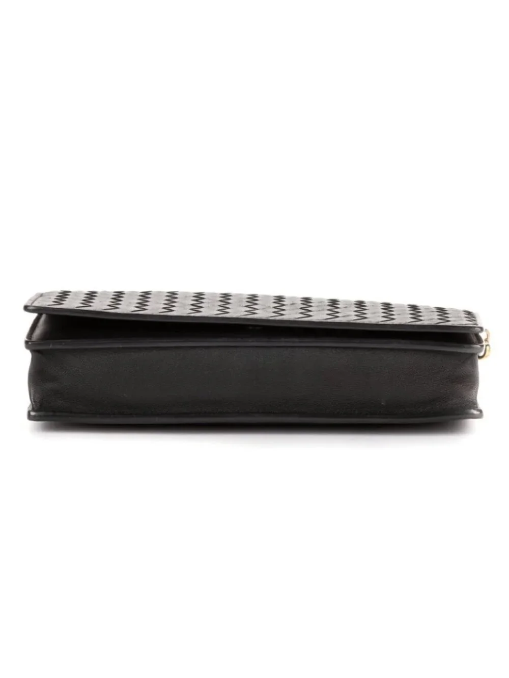 Bottega Venetawallet on Chain Crossbody Black Intrecciato Calfskin Leathera